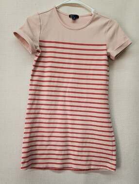 GAP Pink Tee Dress with Red Stripes